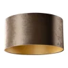 QAZQA Velours lampenkap bruin met gouden binnenkant 50/50/25