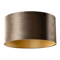 QAZQA Velours lampenkap bruin met gouden binnenkant 50/50/25