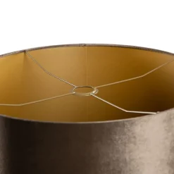 QAZQA Velours lampenkap bruin met gouden binnenkant 50/50/25