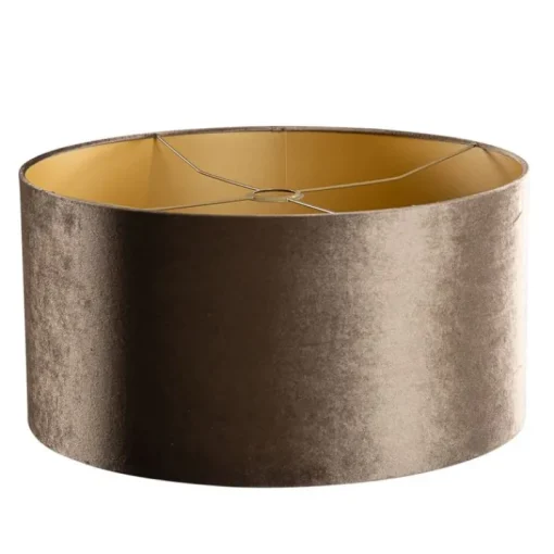QAZQA Velours lampenkap bruin met gouden binnenkant 50/50/25