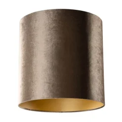 QAZQA Velours lampenkap bruin met gouden binnenkant 40/40/40