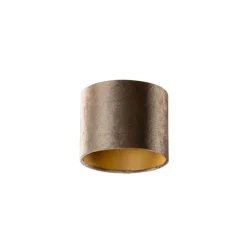 QAZQA Velours lampenkap bruin met gouden binnenkant 18/18/14