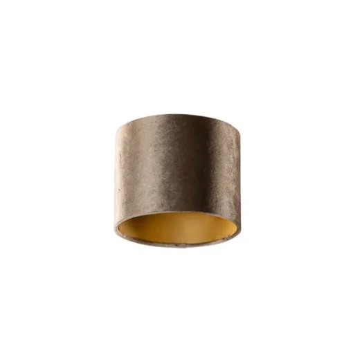 QAZQA Velours lampenkap bruin met gouden binnenkant 18/18/14