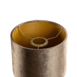 QAZQA Velours lampenkap bruin met gouden binnenkant 18/18/14