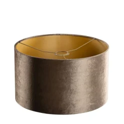 QAZQA Velours lampenkap bruin met gouden binnenkant 35/35/20