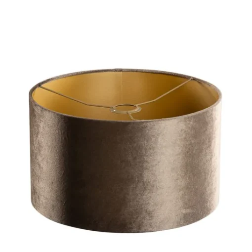 QAZQA Velours lampenkap bruin met gouden binnenkant 35/35/20