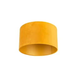 QAZQA Velours lampenkap geel 35/35/20 met gouden binnenkant