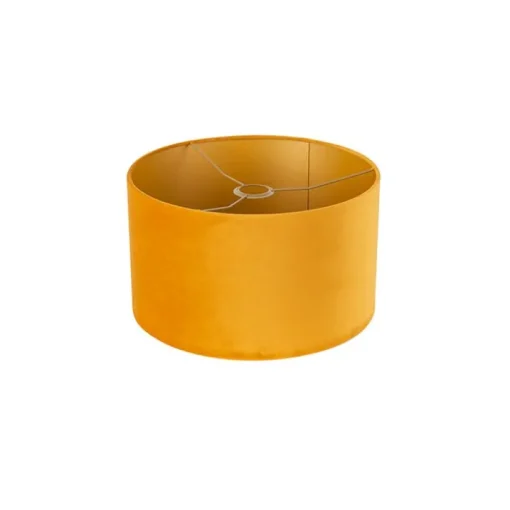 QAZQA Velours lampenkap geel 35/35/20 met gouden binnenkant