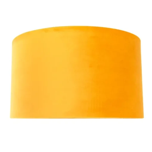 QAZQA Velours lampenkap geel 35/35/20 met gouden binnenkant
