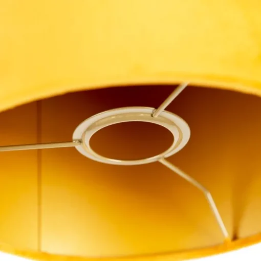 QAZQA Velours lampenkap geel 20/20/20 met gouden binnenkant