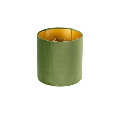 QAZQA Velours lampenkap groen 20/20/20 met gouden binnenkant