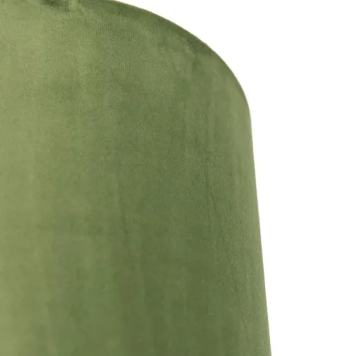 QAZQA Velours lampenkap groen 20/20/20 met gouden binnenkant