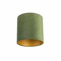 QAZQA Velours lampenkap groen 25/25/25 met gouden binnenkant
