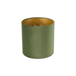 QAZQA Velours lampenkap groen 25/25/25 met gouden binnenkant