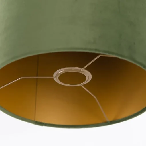 QAZQA Velours lampenkap groen 25/25/25 met gouden binnenkant