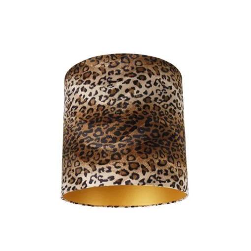 QAZQA Velours lampenkap luipaard dessin 40/40/40 gouden binnenkant