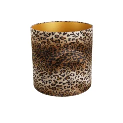 QAZQA Velours lampenkap luipaard dessin 40/40/40 gouden binnenkant
