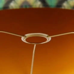 QAZQA Velours lampenkap pauw dessin 40/40/40 gouden binnenkant