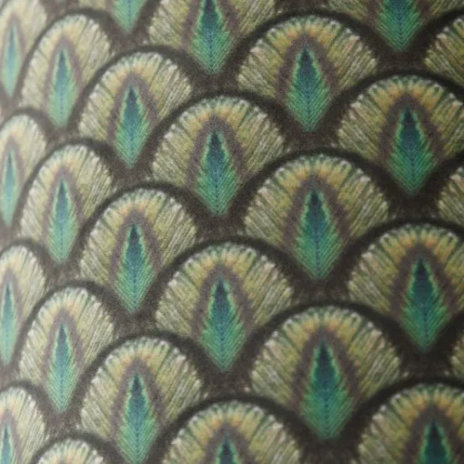 QAZQA Velours lampenkap pauw dessin 40/40/40 gouden binnenkant
