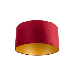 QAZQA Velours lampenkap rood 50/50/25 met gouden binnenkant