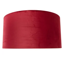 QAZQA Velours lampenkap rood 50/50/25 met gouden binnenkant