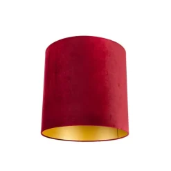 QAZQA Velours lampenkap rood 40/40/40 met gouden binnenkant