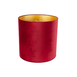 QAZQA Velours lampenkap rood 40/40/40 met gouden binnenkant