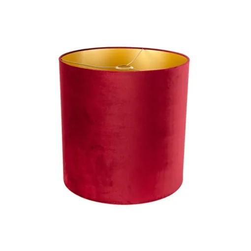 QAZQA Velours lampenkap rood 40/40/40 met gouden binnenkant