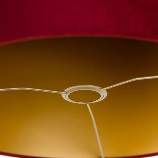 QAZQA Velours lampenkap rood 40/40/40 met gouden binnenkant