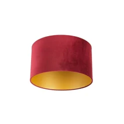 QAZQA Velours lampenkap rood 35/35/20 met gouden binnenkant