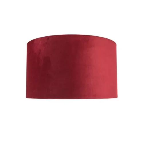 QAZQA Velours lampenkap rood 35/35/20 met gouden binnenkant