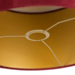 QAZQA Velours lampenkap rood 35/35/20 met gouden binnenkant