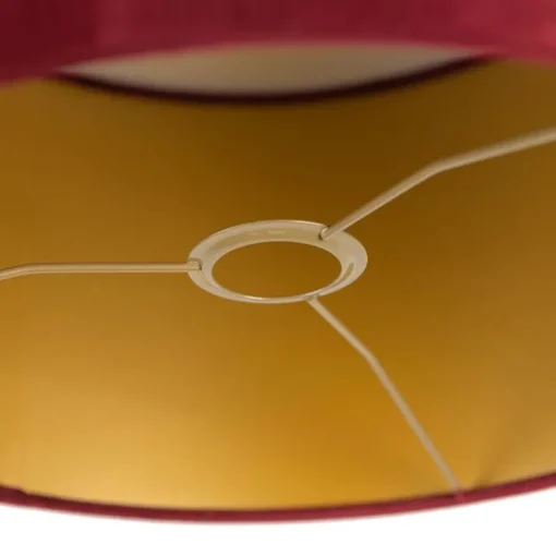 QAZQA Velours lampenkap rood 35/35/20 met gouden binnenkant