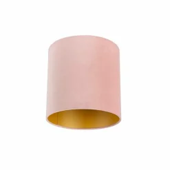 QAZQA Velours lampenkap roze 25/25/25 met gouden binnenkant