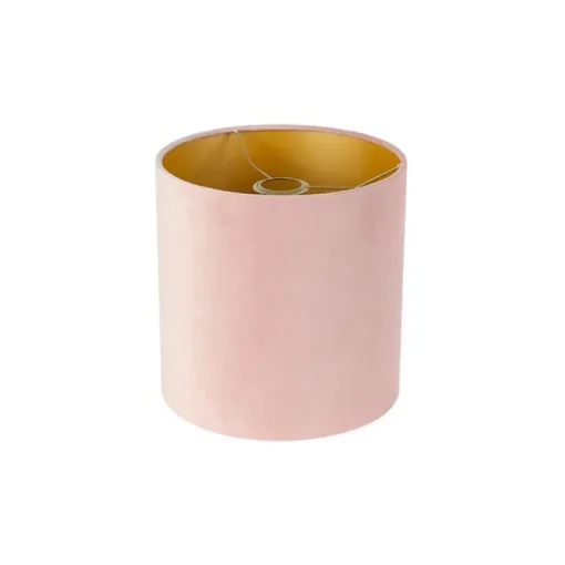 QAZQA Velours lampenkap roze 25/25/25 met gouden binnenkant