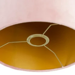 QAZQA Velours lampenkap roze 25/25/25 met gouden binnenkant