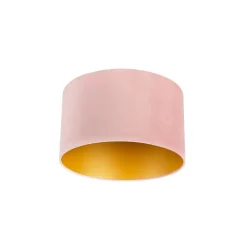 QAZQA Velours lampenkap roze 35/35/20 met gouden binnenkant