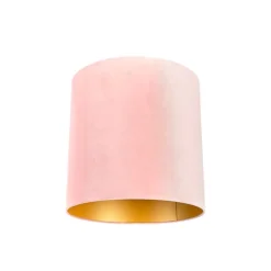 QAZQA Velours lampenkap roze 40/40/40 met gouden binnenkant