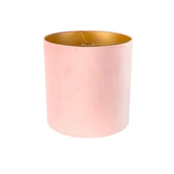 QAZQA Velours lampenkap roze 40/40/40 met gouden binnenkant
