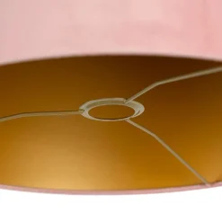 QAZQA Velours lampenkap roze 40/40/40 met gouden binnenkant