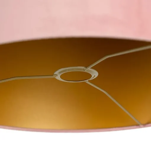 QAZQA Velours lampenkap roze 40/40/40 met gouden binnenkant