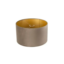 QAZQA Velours lampenkap taupe 35/35/20 met gouden binnenkant