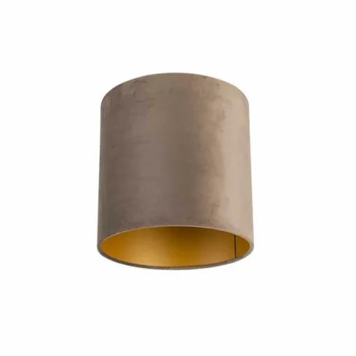 QAZQA Velours lampenkap taupe 25/25/25 met gouden binnenkant