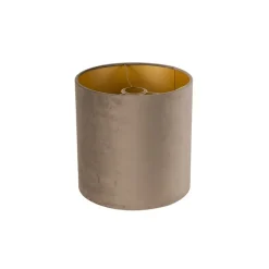 QAZQA Velours lampenkap taupe 25/25/25 met gouden binnenkant