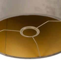 QAZQA Velours lampenkap taupe 25/25/25 met gouden binnenkant