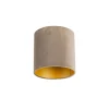QAZQA Velours lampenkap taupe 20/20/20 met gouden binnenkant
