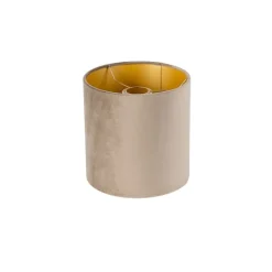 QAZQA Velours lampenkap taupe 20/20/20 met gouden binnenkant