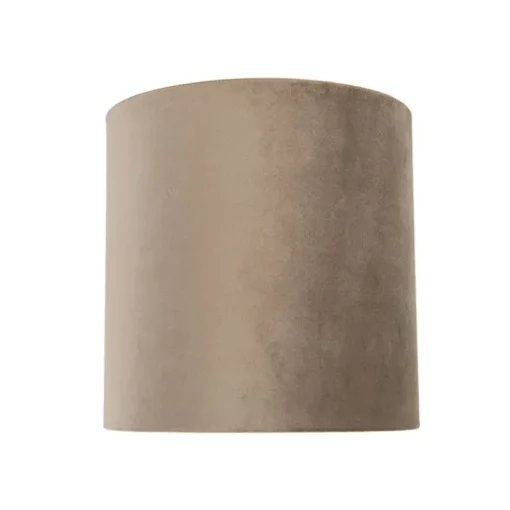 QAZQA Velours lampenkap taupe 20/20/20 met gouden binnenkant