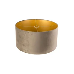 QAZQA Velours lampenkap taupe 50/50/25 met gouden binnenkant