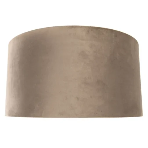 QAZQA Velours lampenkap taupe 50/50/25 met gouden binnenkant